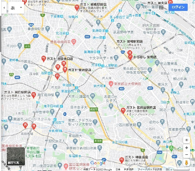 googlemap-池袋-ガスト